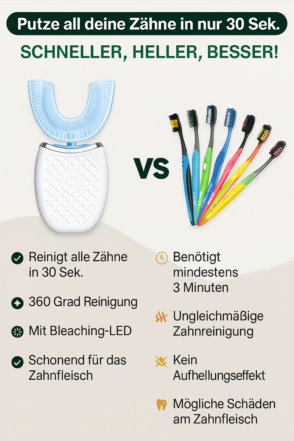 Sonic White™ - Schallzahnbürste für strahlend weiße Zähne