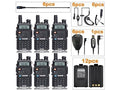 6 Pack Dual Band Two Way Radio Black with Antennas, Speaker Mics, Batteries, and Programming Cable B698470
