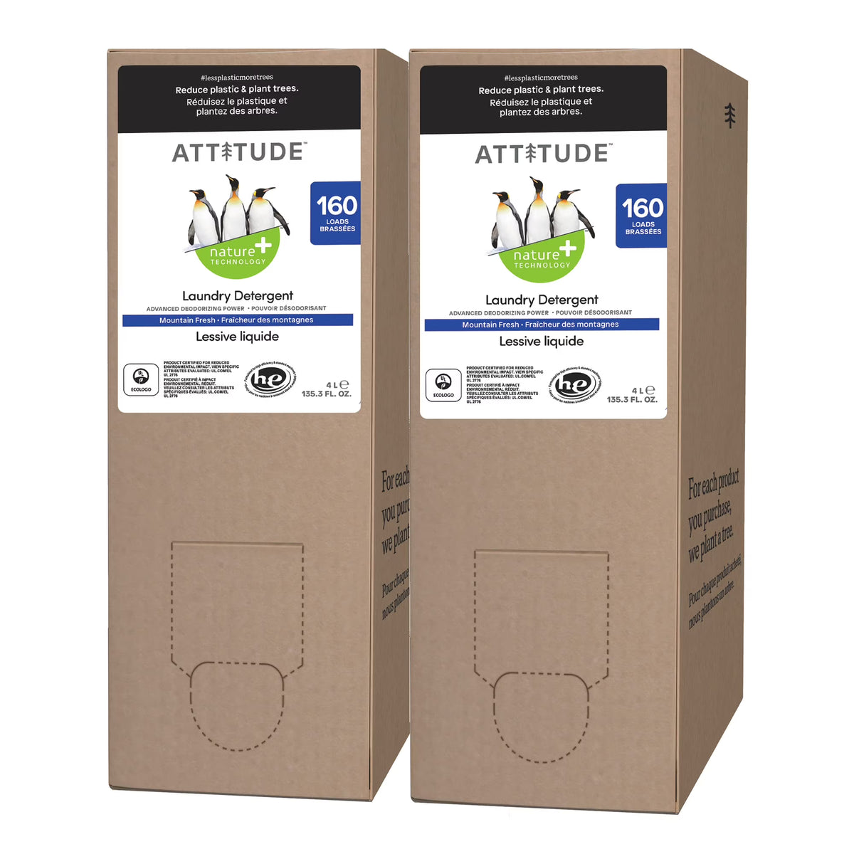 Attitude Laundry Detergent Bulk Refill Pack of 2, Mountain Fresh Scent, 160 Loads T727663