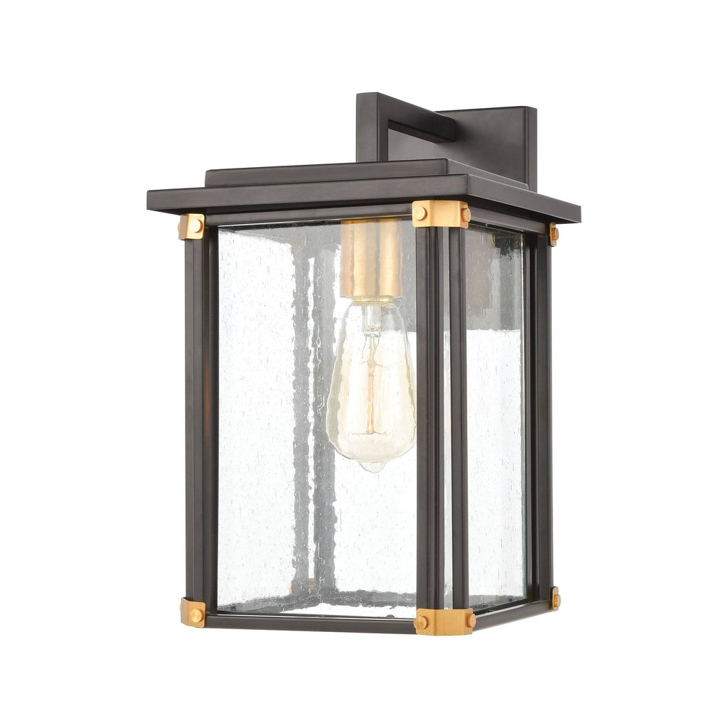 Matte Black 1-Light Sconce with Seedy Glass T1745