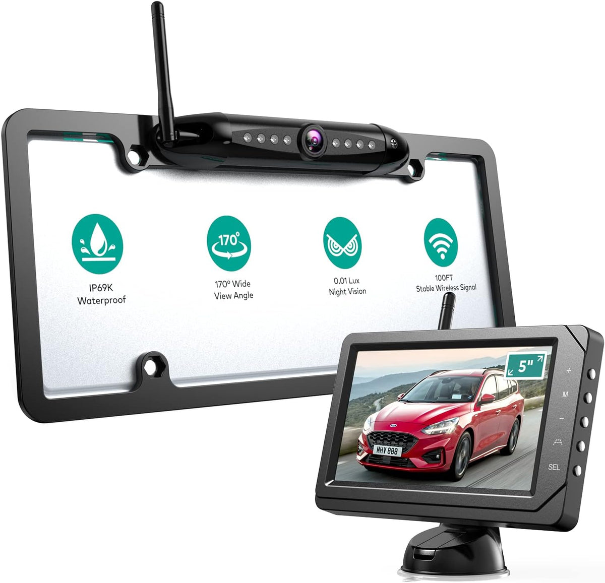 Wireless Backup Camera with 5 Inch HD Monitor, IR Night Vision, Waterproof K267