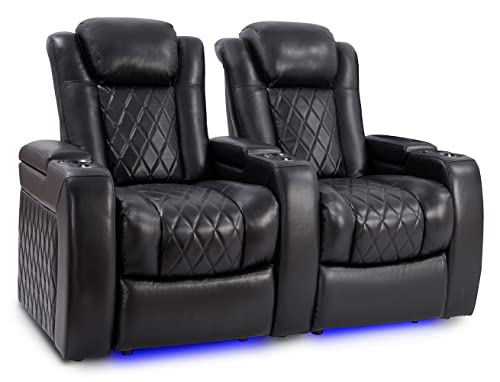 Dark Chocolate Leather Power Reclining Home Theater Seating Row of 4 I566