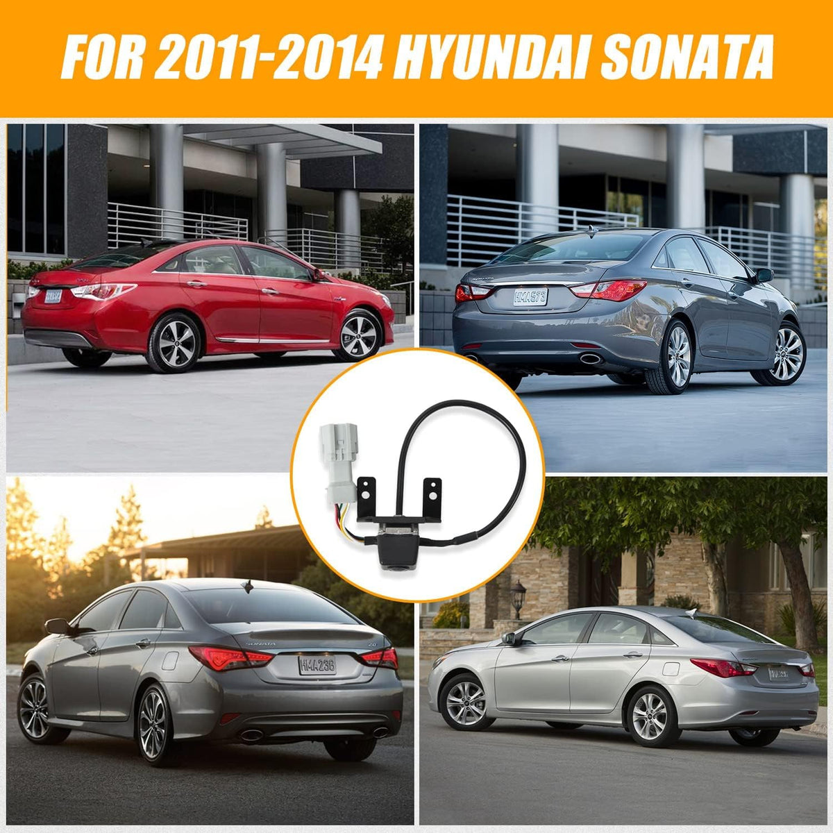 Rear View Backup Camera with Link Cable and Plug Compatible with 2011-2014 Hyundai Sonata Pack of 2 A955283