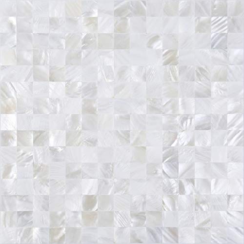 Ivory White Mother of Pearl Shell Mosaic Peel and Stick Tile Backsplash 6PCS S553