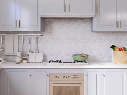 Ivory White Mother of Pearl Shell Mosaic Peel and Stick Tile Backsplash 6PCS S553