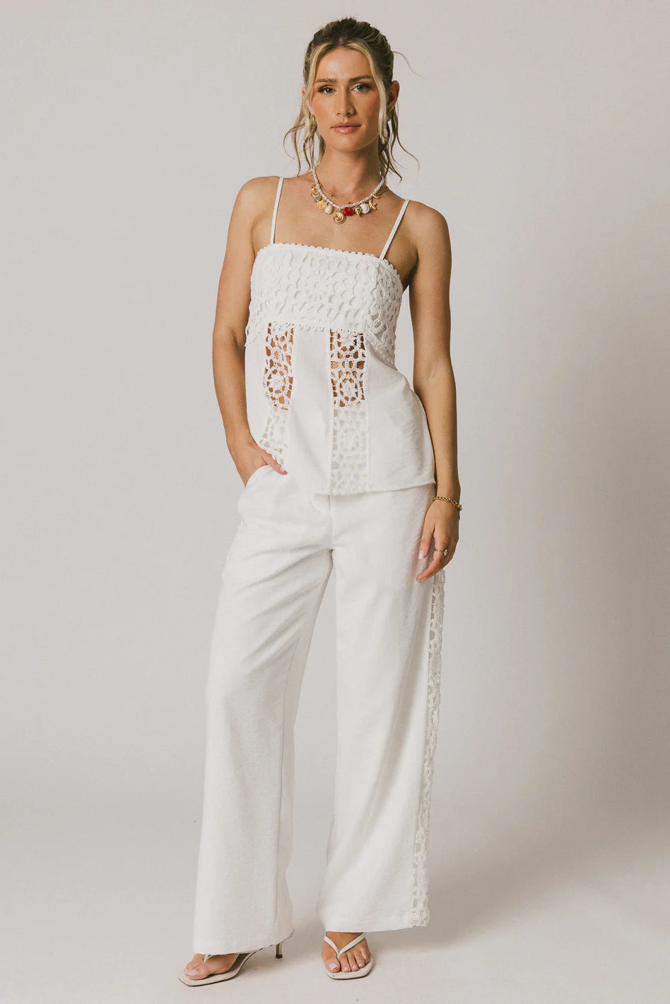 White Crochet Pants D722069