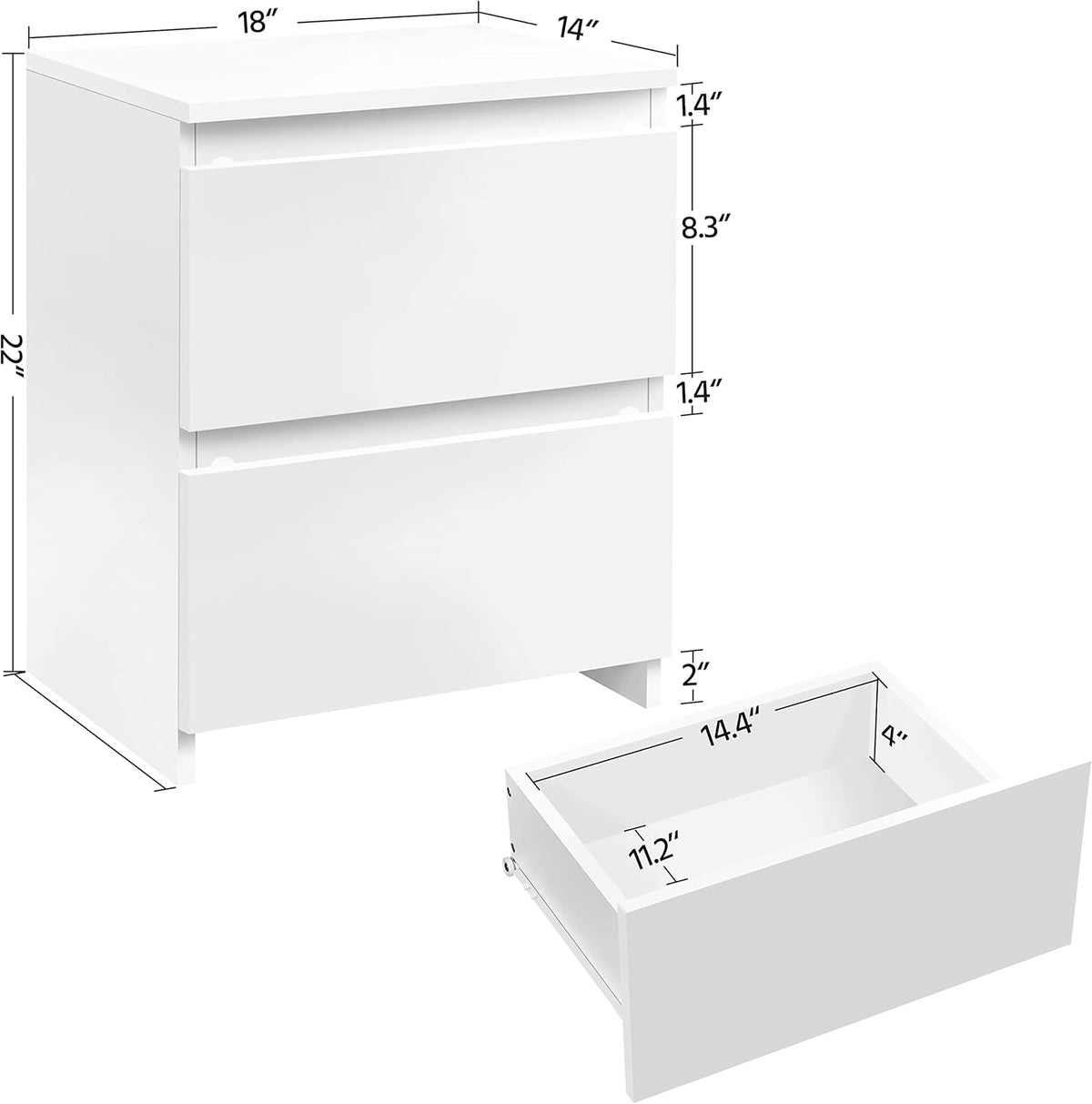 White 2-Drawer End Table T48009
