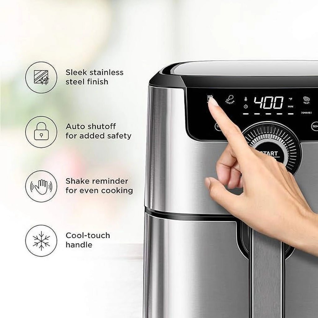 Open Box CHEFMAN Air Fryer 4.5 Qt Dual Control Temperature - SILVER S9755