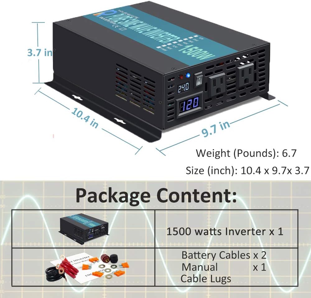 1500W 24V Pure Sine Wave Power Inverter N894329