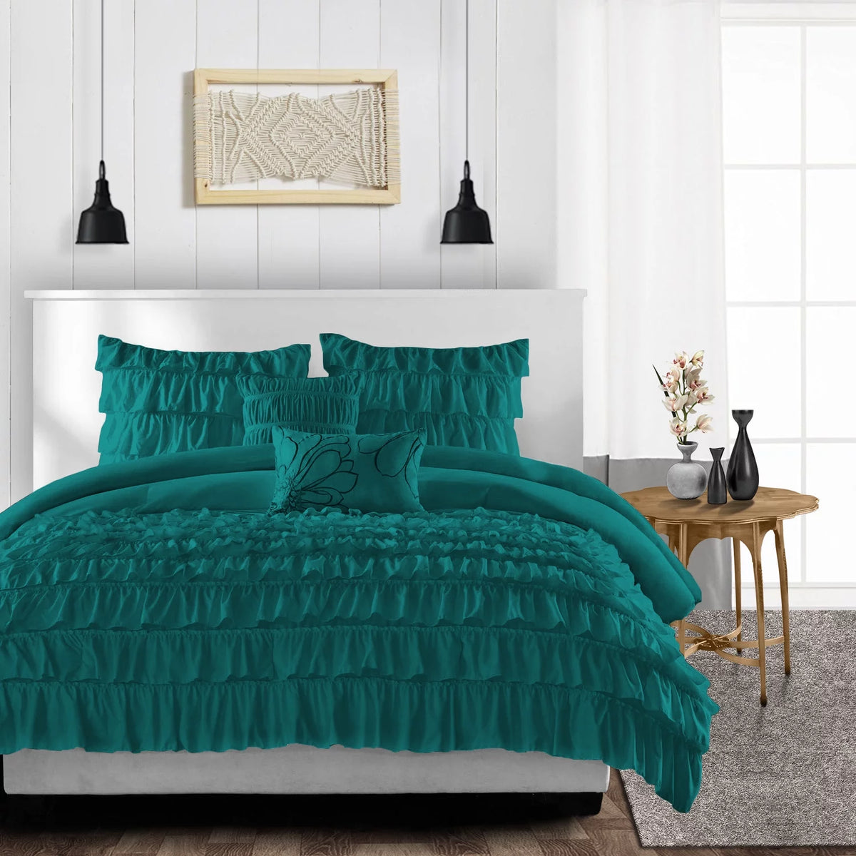 Teal Microfiber Fill Comforter with Pillowcases S8342