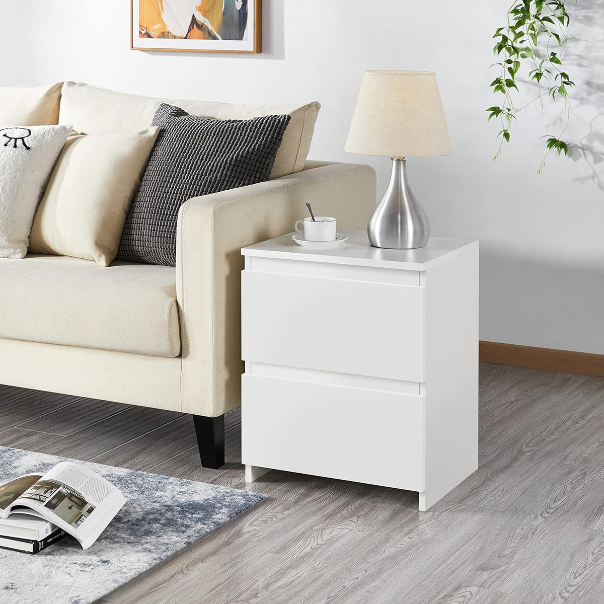 White 2-Drawer End Table T48009