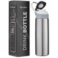 Stainless-Steel Water Bottle with Flip-Top Lid, 20 oz, Wide Mouth and Leakproof F3617