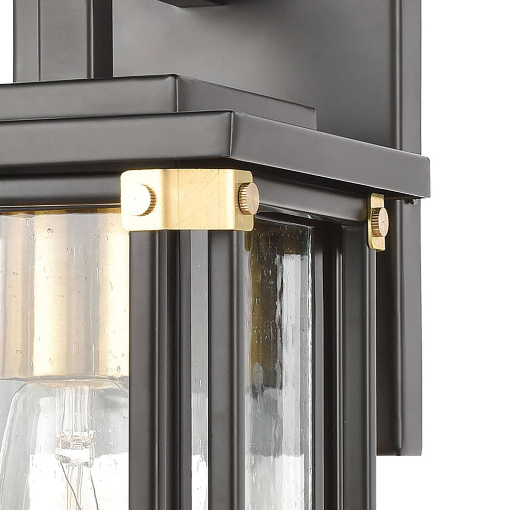 Matte Black 1-Light Sconce with Seedy Glass T1745