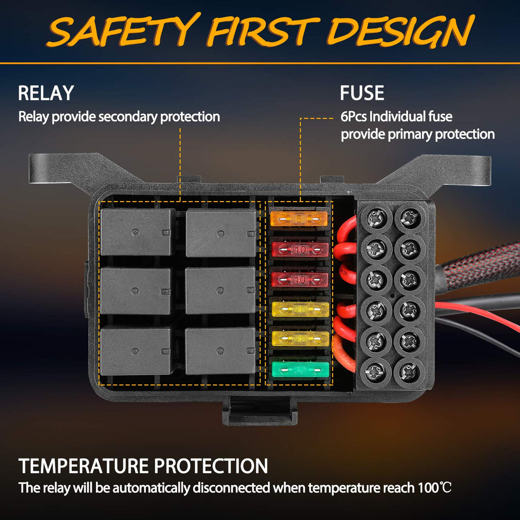 6 Gang Switch Panel Automatic Dimmable LED Car Switch Button Touch Switch Box S6034