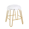 White Faux Fur and Gold Vanity Chair O78932