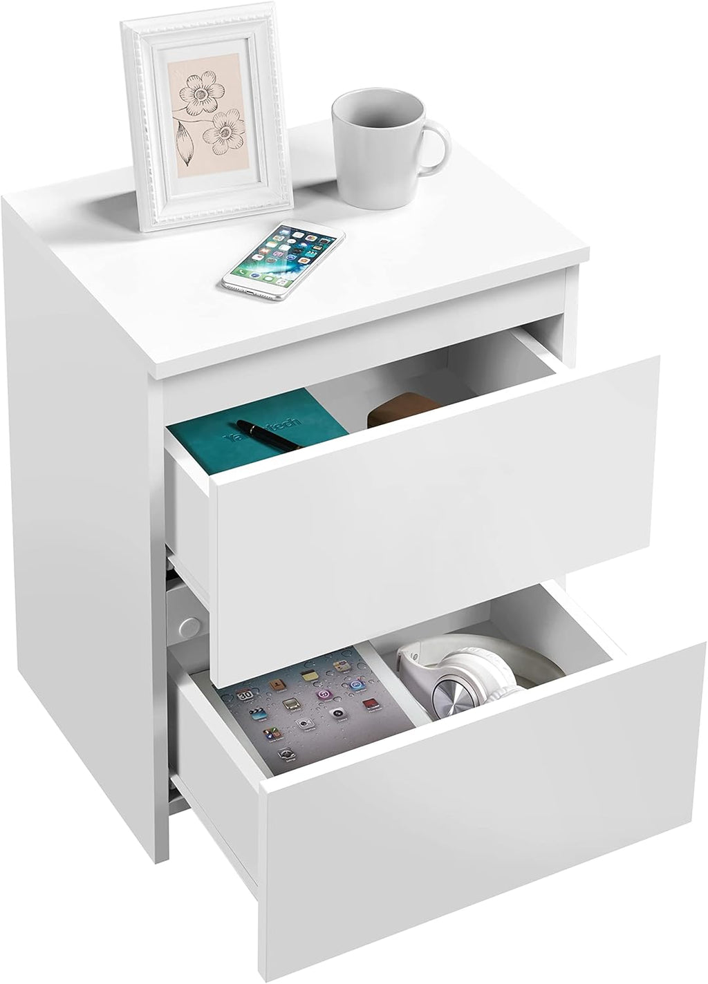 White 2-Drawer End Table T48009