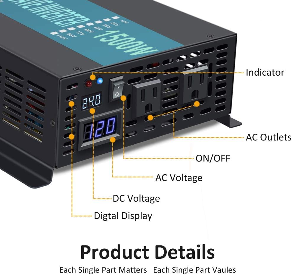 1500W 24V Pure Sine Wave Power Inverter N894329