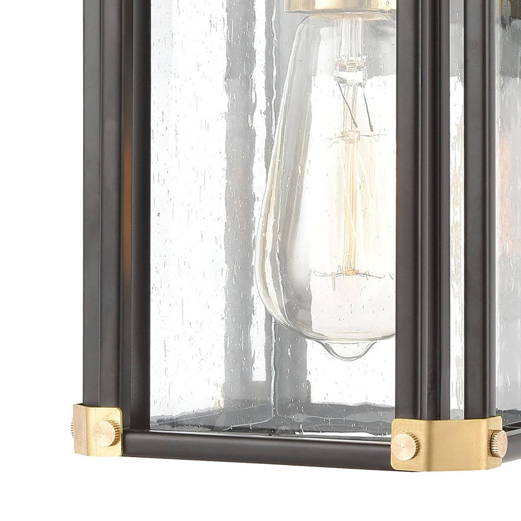 Matte Black 1-Light Sconce with Seedy Glass T1745